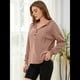 thumbnail image 4 of Sudadera con Capucha para Mujer, Cuello Abotonado, Cordón Ajustable, Sudadera Informal de Larga, Camisetas. Caqui Oscuro L, 4 of 10