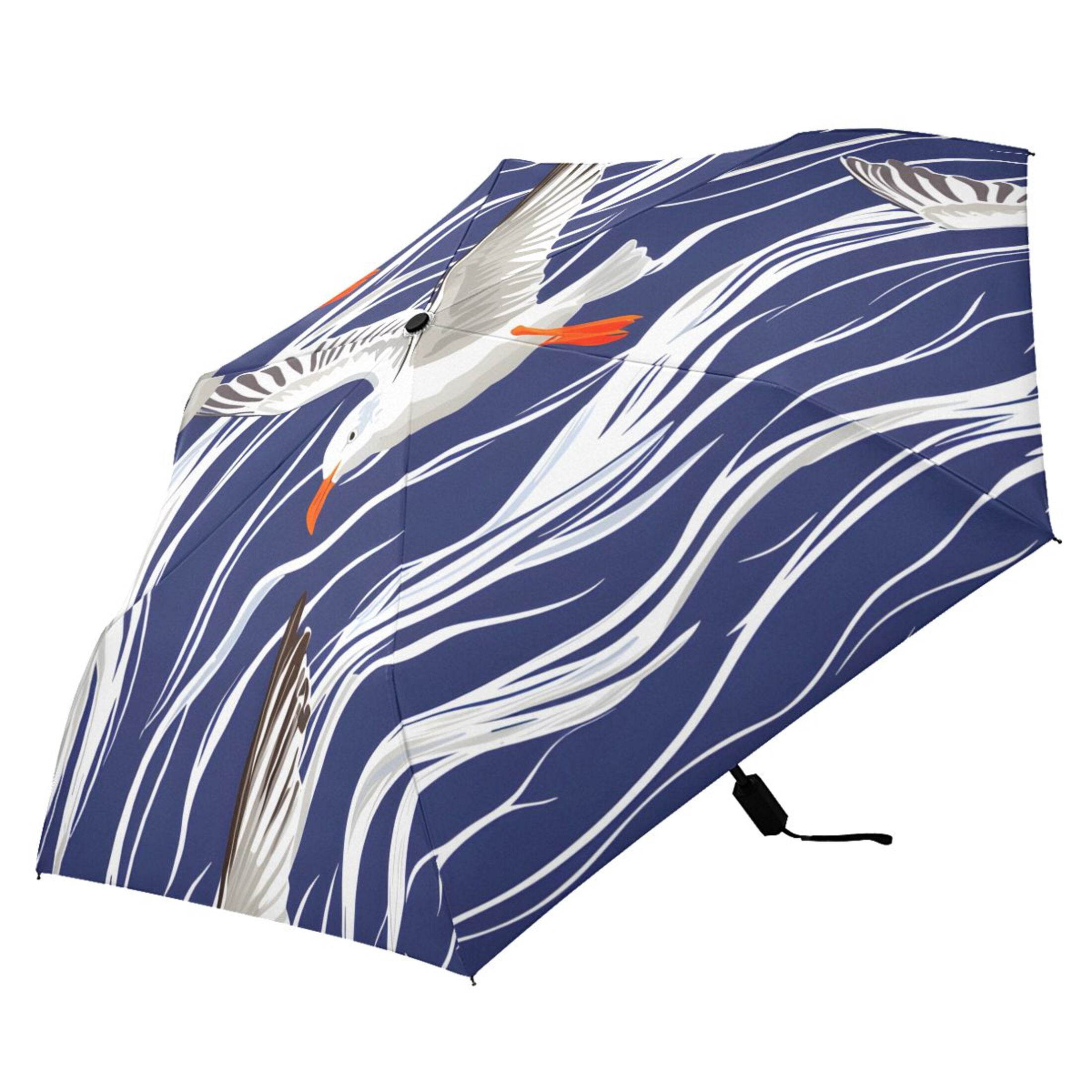 ALAZA Seagull on Wave UPF 50+ Compact Folding Umbrella for Rain Travel Umbrella Packable