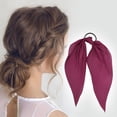 thumbnail image 5 of Unique Bargains Flocked Ribbon Hair Ties 5Pcs Red Pink Green Purple Solid Triangle, 5 of 6