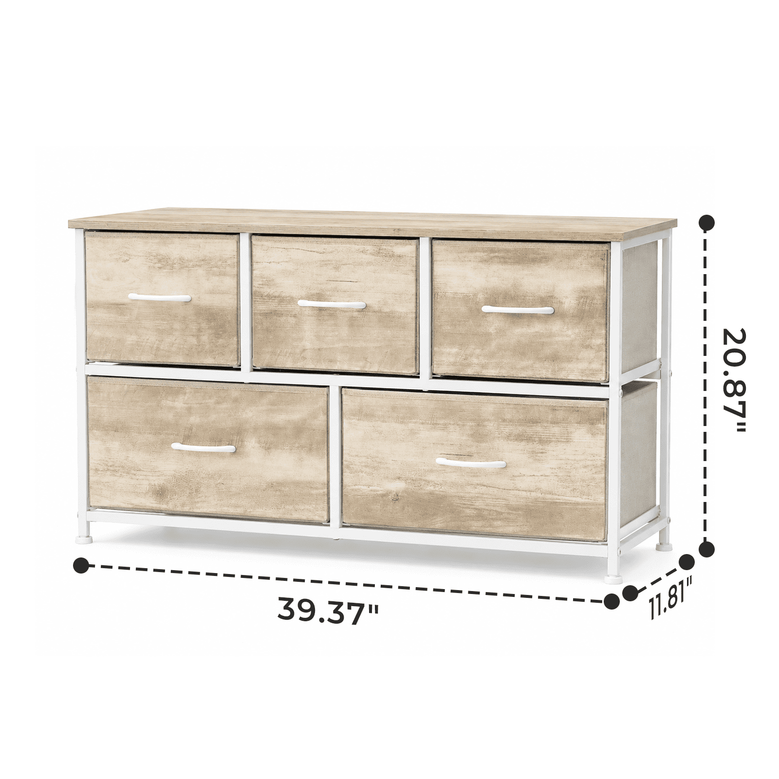 Alvantor Dresser for Bedroom with 4/5 Storage Drawers, Dressers Chest of Drawers Fabric Dresser with Sturdy Steel Frame, Wooden Top Cabinet Night Stand Dresser for Closet