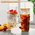 thumbnail image 5 of Mason Jar with Lid and Straw,24 oz Iced Coffee Cup with Bamboo Lid and Straw,Boba Cups Smoothie Tumbler-Wide Mouth Reusable Glass Cups with Lid and Straws【4 Pack】, 5 of 8