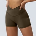 thumbnail image 2 of Iugvhana Women's Crossover High Waist Yoga Shorts Slim Fit Soft Fitness Workout Leggings Butt Lift Stretch Athletic Gym Tight Shorts Green XXL, 2 of 9