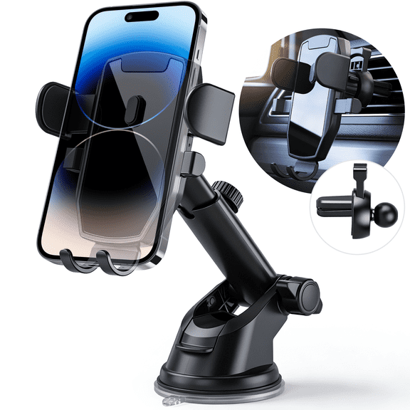 OWNTECH Car Phone Holder, Auto Clamping 360° Rotatable 3 in 1 Phone Mount for Dashboard/Windshield/Air Vent ,Compatible with iPhone,Samsung Galaxy,Google Pixel