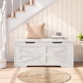 thumbnail image 2 of TROPOW Storage Chest,Wooden Storage Bench with Safety Hinge, Flip Top Blanket Chest Trunks, Supports 350 Lb, for Entryway, Living Room, Bedroom, 2 of 8