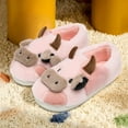 thumbnail image 2 of Fuzzy Cow Slippers for Kids Cute Fluffy Cow Toddler House Slippers Girls Boys Animal Cartoon House Shoes for Indoor Outdoor, 2 of 6