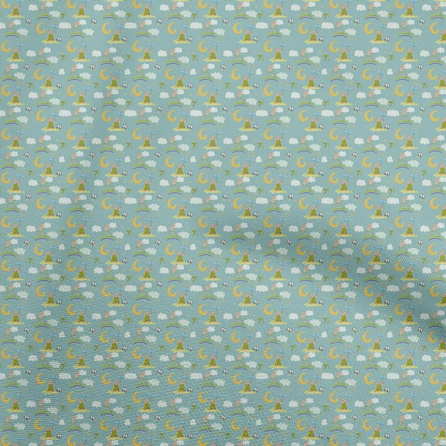 oneOone Tissu Polyester Spandex Bleu Clair Tissu pour Robe d'Enfants Tissu Imprimé au Mètre 56 Pouces de Large