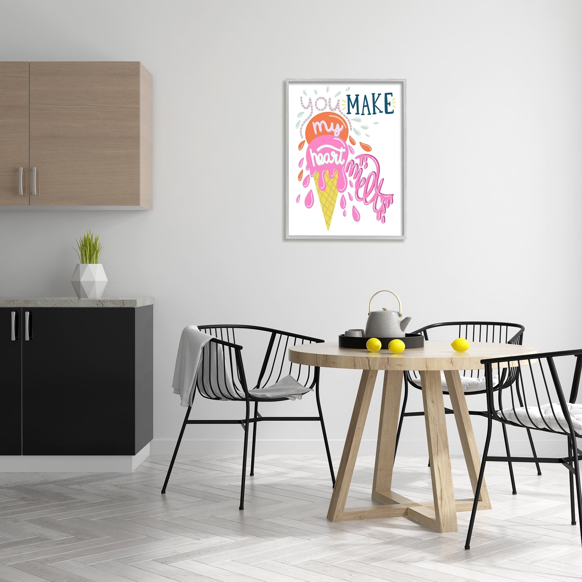 Stupell Industries Make My Heart Melt Summer Ice Cream Treat Graphic Art Gray Framed Art Print Wall Art, Design by Dominika Godette
