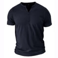 thumbnail image 3 of SWSMCLT Men's Short Sleeve Henley Shirt Summer Solid Tee Cotton T Shirt Slim Fit Soft Fashion Button Lightweight Casual Comfy Royal Blue X-Large, 3 of 4