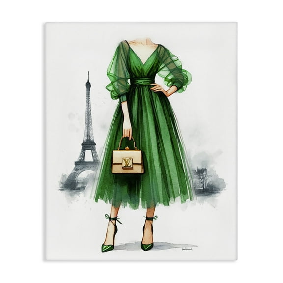 Stupell Industries Parisian Girl Fashion Fashion Painting Wrapped Canvas Art Print Wall Art, 16 x 20