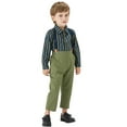 thumbnail image 4 of Toddler Boys Casual Outfit Sets Long Sleeve Stripe Tops Pants 3Pcs Kids Gentleman Bowtie Set&Outfits Overalls Fall Clothing Sets 4-5 Years, 4 of 4