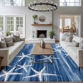 thumbnail image 4 of Rectangle Area Rugs 6 x 9 Ft, Navy Blue Coastal Non-Slip Residential Carpet, Summer Ocean Waves Ombre Sea Starfish Indoor Crawling Mats Runner Rugs for Living Room/Dining Room/Bedroom, 4 of 9