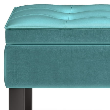 Simpli Home - Cosmopolitan Storage Ottoman Bench with Open Bottom - Aqua