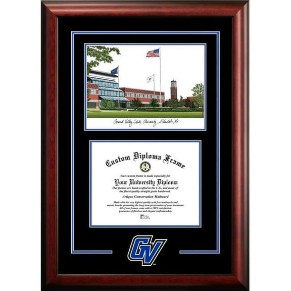 Campus Images MI980SG-108 10 x 8 in. Grand Valley State Lakers Spirit Graduate Frame with Campus Image - Satin Mahogany