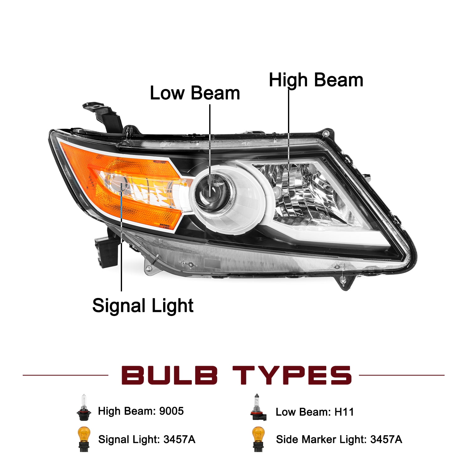 BRYGHT-For 2014-2017 Honda Odyssey Halogen Projector Right Passenger Side Headligh