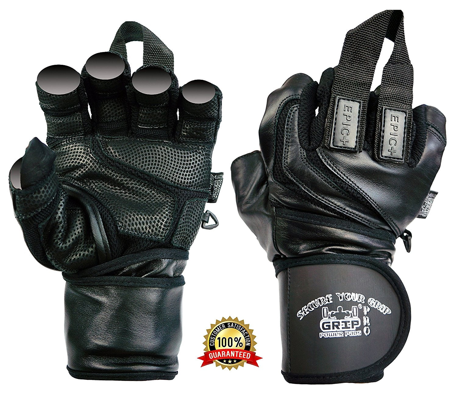 Leather Weight Lifting Gloves Long Wrist Wrap Padded Double Leather Training Gym 