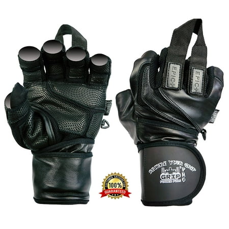 EPIC Leather Gym Gloves with Built in 2  Wide Wrist Wraps Best Grip & Design for WeightLifting Power Lifting Bodybuilding & Strength Training Workout Exercises price history on PriceWatchPro