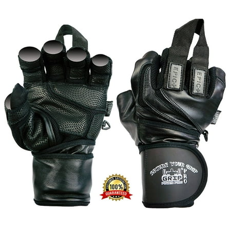 EPIC Leather Gym Gloves with Built in 2