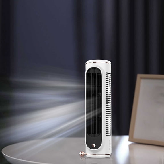Fwttom Tower Fan - Quiet Bladeless Standing Fan, Mini Portable Personal Desk Fan That Blow Cold Air, Fan for Bedroom Office Kitchen, 9.9"