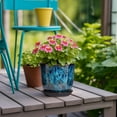 thumbnail image 3 of Ordivic 6 inch Blue Glaze Ceramic Plant Pot with Drainage Hole & Saucer, Small Decorative Flower Pots for Succulents & Herbs, Home Decor, 3 of 7