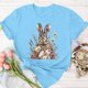 thumbnail image 4 of Mujeres de Manga Corta Tops Casual Nuevo Cuello Redondo Pascua, Ligera Camiseta de Poliéster Spandex, 4 of 4