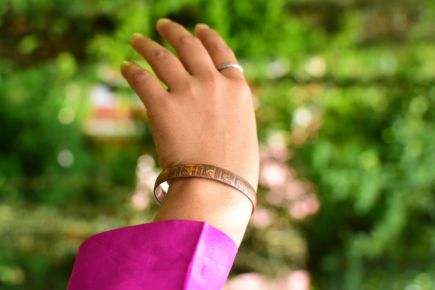 Copper bracelet green wrist outlet