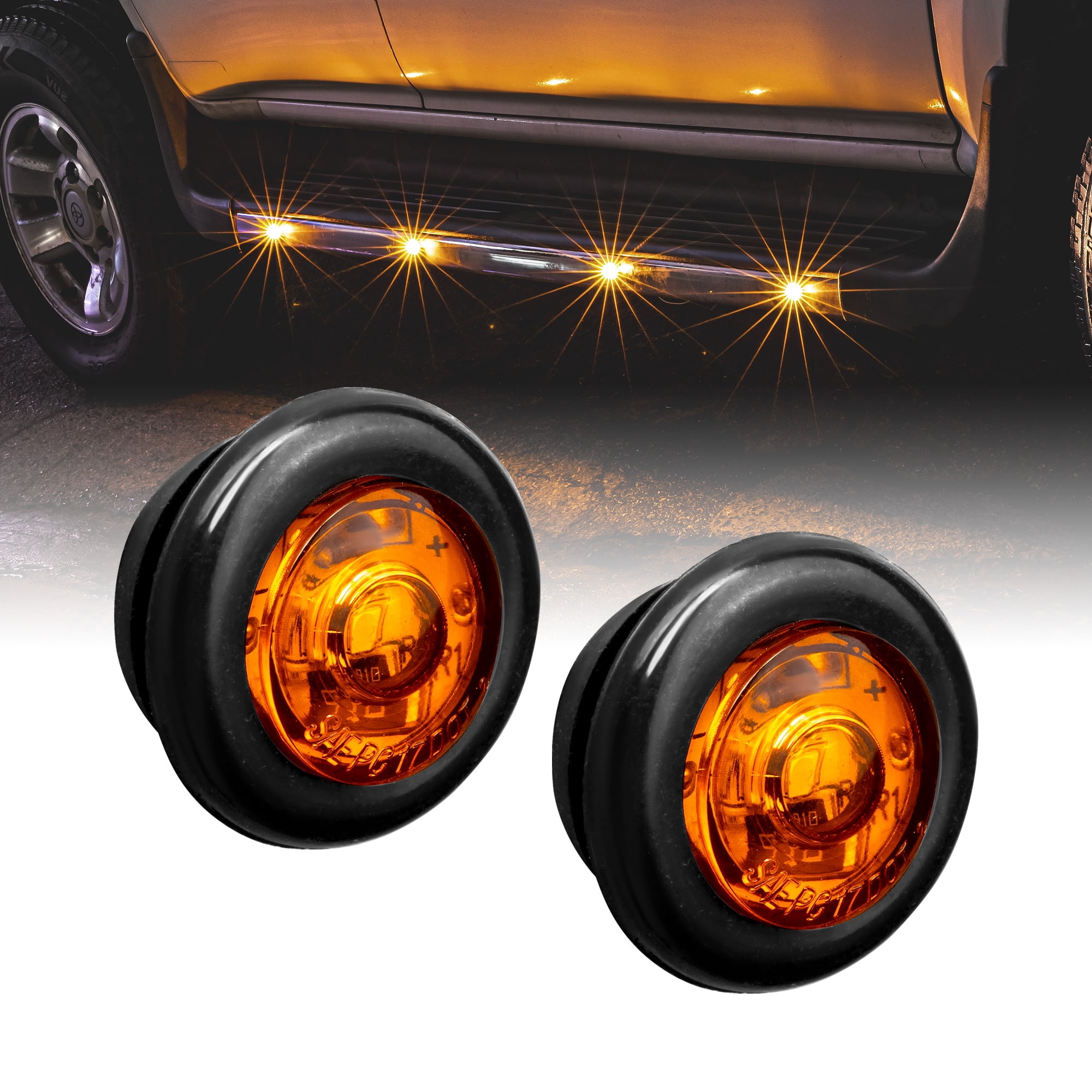 2pc 3/4" Round DOT P2PC Amber LED Bullet Clearance Marker Lights for Trailer 