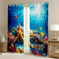 thumbnail image 2 of Erosebridal Sealife Starfish Curtains for Living Room,Marine Animal 30%-50% Blackout Curtains Set of 2 (38x45),Sea Room Decorative, 2 of 6