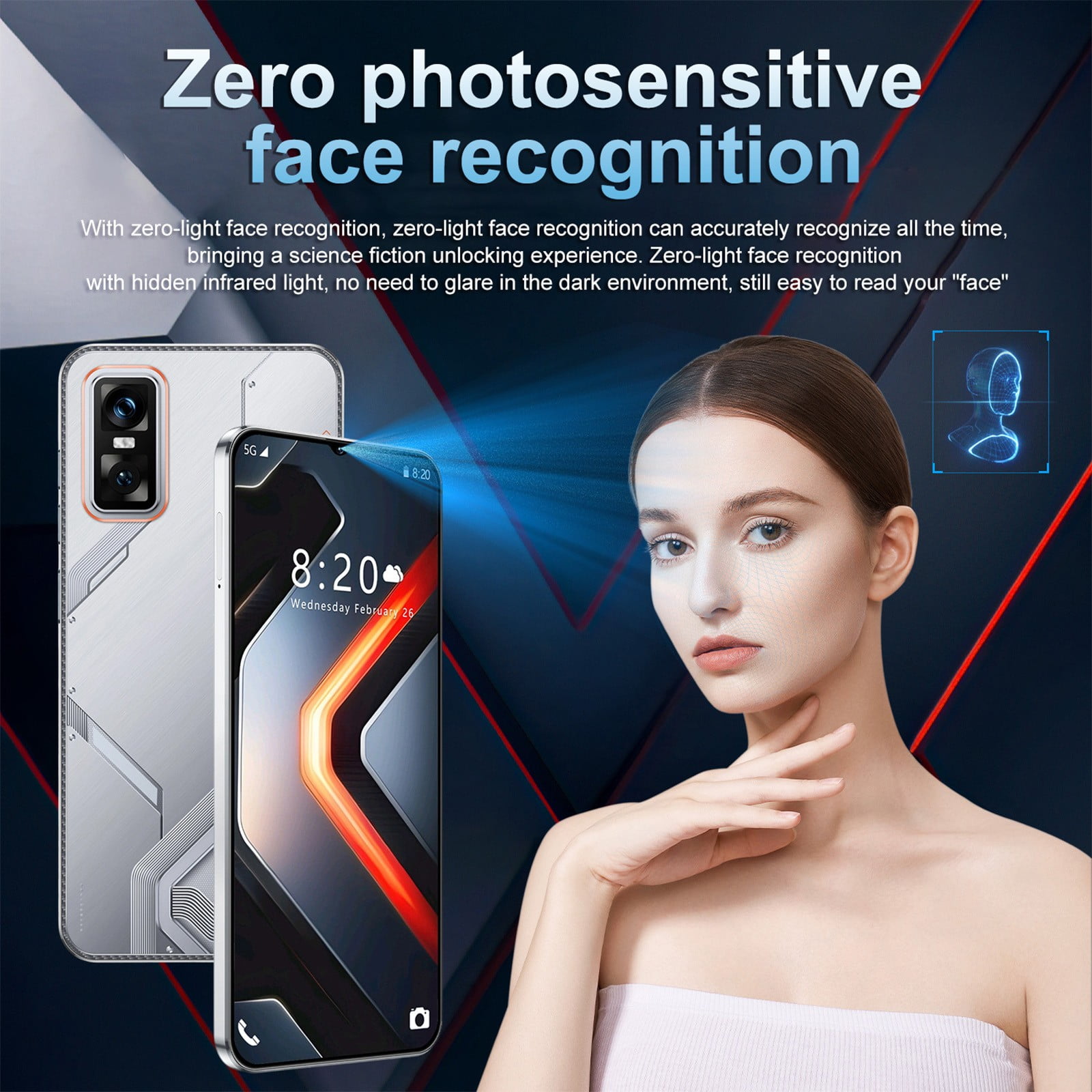 6.28-Inch Android Smartphone with 16GB RAM, Dual SIM Standby, 3000mAh Battery, Quad-Core Processor, HD Camera, Face Unlock, and 4G Network Support