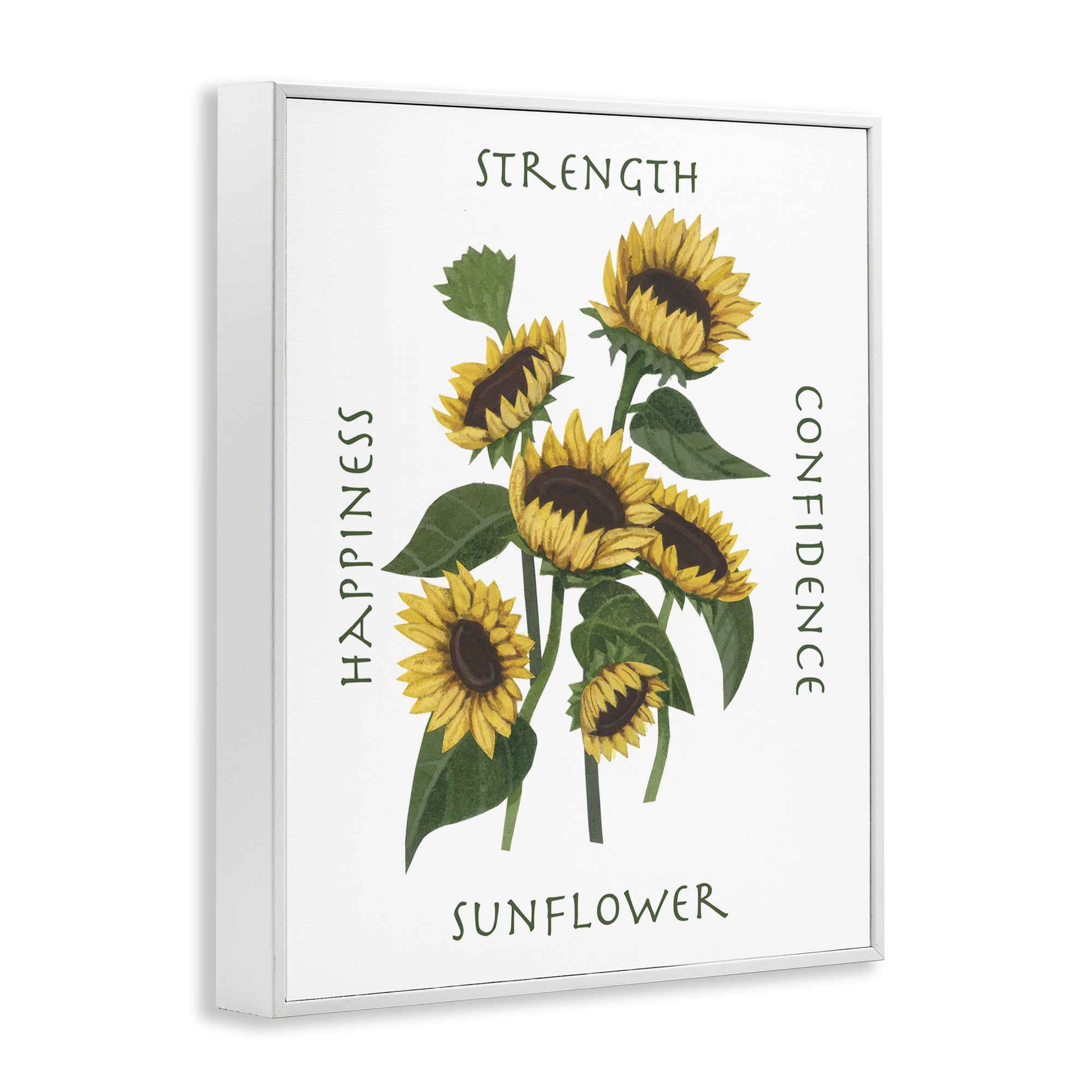 Stupell Industries Inspirational Words Sunflower Botanical & Floral Painting White Framed Art Print Wall Art, 16 x 20