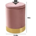 thumbnail image 2 of Mxfurhawa Velvet Storage Ottoman Multipurpose Footrest Stool with Metal Base Modern Round Vanity Stool Chair Ottoman Foot Stools Support 300 lbs Padded Seat for Living Room (Dusty Rose (Velvet)), 2 of 8