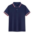 thumbnail image 5 of CQONEPT Boys Henley Short Sleeve Shirt Summer Cotton Collared T Shirt Toddler Casual School Uniform Dress Shirts Navy XL, 5 of 6