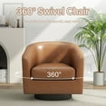 thumbnail image 3 of DREAMSIDEA PU Leather Swivel Barrel Club Chair, Modern Accent Chairs Set of 2 Upholstered Round Armchair for Living Room, Office, Bedroom -Brown, 3 of 5