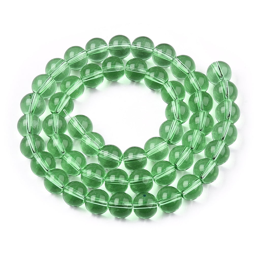 Transparent Glass Beads Strands Round Light Green 8~8.5mm Hole: 1.5mm about 51~53pcs/strand 14.96 inch~15.55 inch(38~39.7cm)
