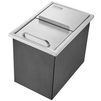 Drop-in Ice Chest, 18"L x 12"W x 14.5"H Stainless Steel Ice Cooler, 40.9 qt Commercial Ice Bin with Sliding Cover & Drain Plug, for Outdoor Kitchen, Bar, Beer, Wine Chilling