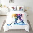 thumbnail image 2 of Manfei Ice Hockey Lover 7-Piece Twin Bedding Sets,Ball Sport Bedding Comforter Set,Watercolor Splatter Ink Sheet Sets For Girls Kids,Super Cozy Room Decor Reversible, 2 of 8