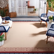 Safavieh Courtyard Donna Botanical Indoor/Outdoor Area Rug, Natural/Red, 6'7" x 6'7" Square