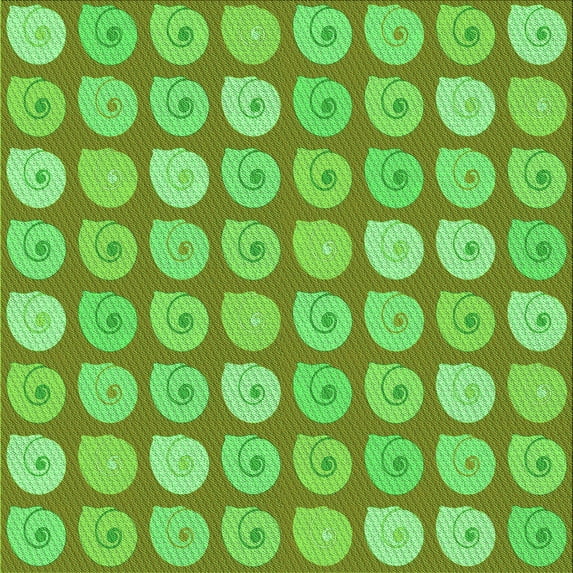 Ahgly Company Machine Washable Indoor Square Transitional Emerald Green Area Rugs, 4' Square