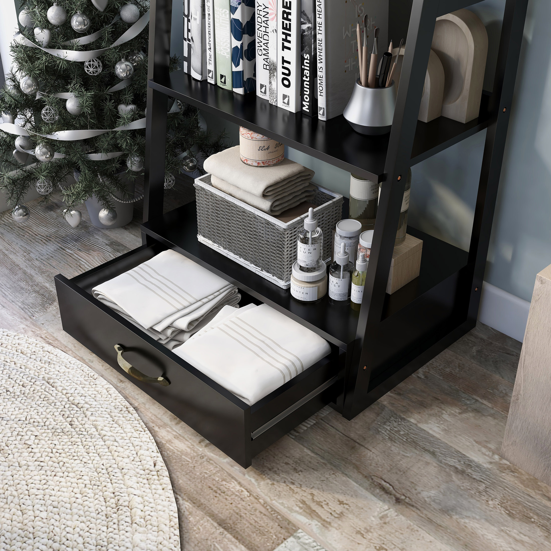 Furniture of America Respa 1-Drawer Bookcase, Black