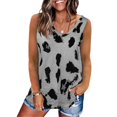 thumbnail image 1 of ICHUANYI Clearance Women Floral Printing Tank Fit Round-Neck Sleeveless Block Tunic Tee Tops(Gray, XL) ICHUANYI WER2023081007175, 1 of 3