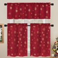 thumbnail image 4 of Christmas Kitchen Curtains, Gold Snowflake Foil Print Christmas Tier Curtains 36 Inch Length, Rod Pocket Red Christmas Curtains for Kitchen, 26" W x 36" L, 2 Panels, 4 of 6