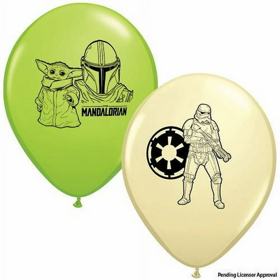 Disney Star Wars the Child 12" All Occasion Green, Gray, and Ivory Silk Latex Balloons, 6 Count
