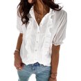 thumbnail image 5 of Women's White Ruffled Button Down Shirt, 5 of 5