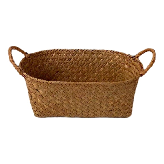 Woven Wicker Basket with Handle for Home Organization, Versatile Storage for Blankets, Towels, Toys, and Laundry, Durable and Easy to Clean