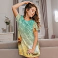 thumbnail image 3 of Easygdp Starfish And Seashell On The Beach Camisón de manga corta para mujer, informal, estampado, 3 of 6