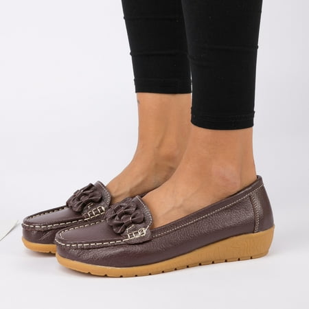 eczipvz Women Shoes Womens Slip On Shoes Fashion PU Leather Sneaker Casual Walking Shoes Coffee