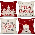 thumbnail image 2 of 1 pieza de funda de almohada decorativa navideña con diseño de árbol de Navidad y muñeco de nieve, cojín para sofá, conjunto de decoración para el hogar, regalo, 2 of 5