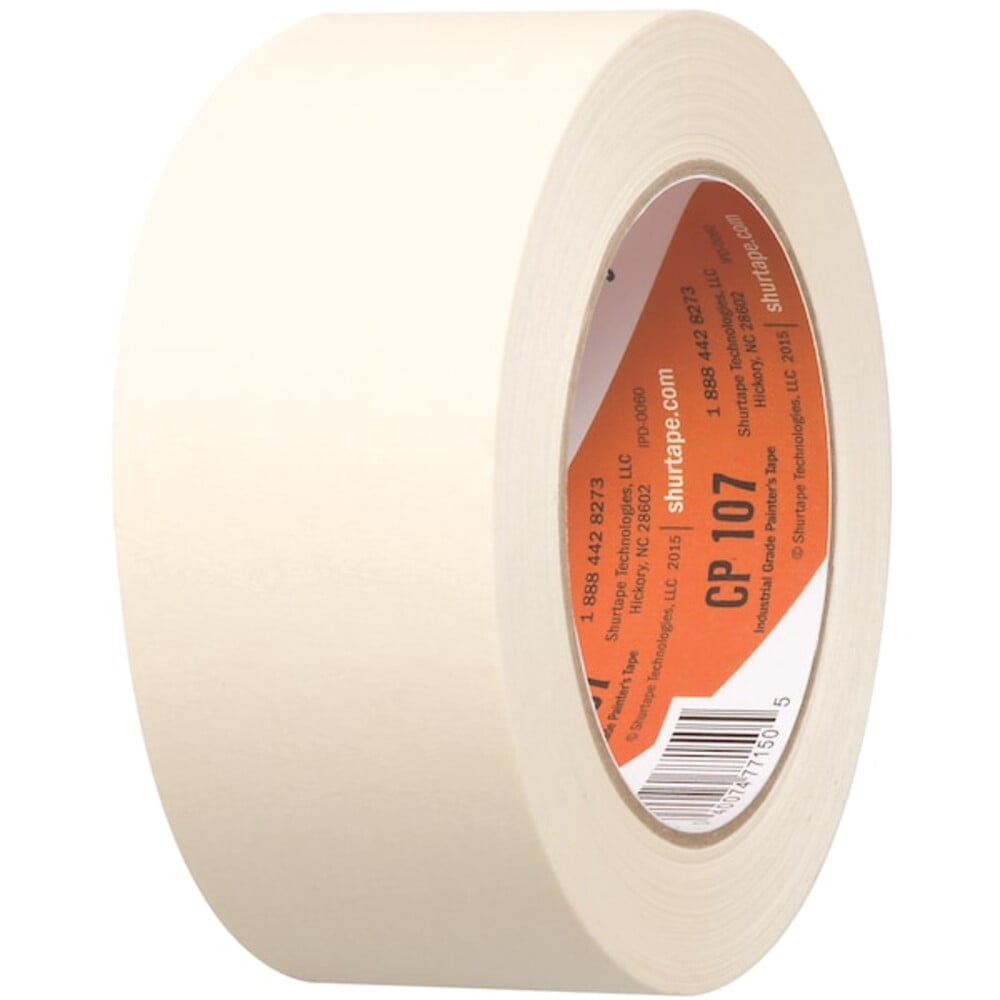 Masking Tape, 48 mm W x 55 m L, 4.9 mil Thick, Tan, Rubber Adhesive, 24 PK 100466