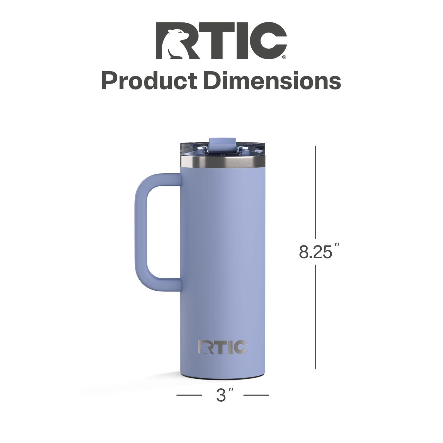 RTIC Road Trip 20 oz Ceramic Lined Leak-Resistant Lid Travel Mug, Periwinkle
