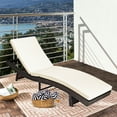thumbnail image 3 of Gymax Foldable Patio Rattan Chaise Lounge Chair w/5 Back Positions White Cushion, 3 of 10