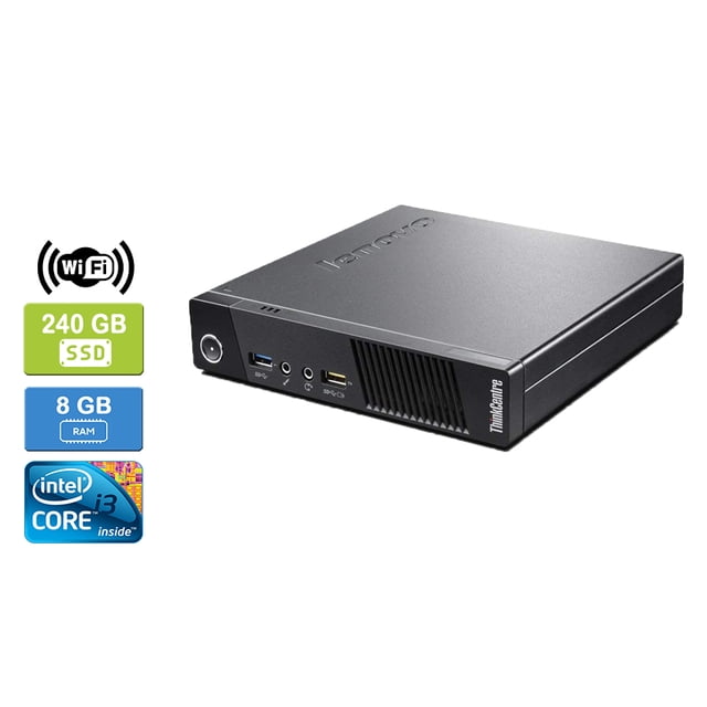 Remis à Neuf : LENOVO M73 Intel Core i3-4130T 8 Go 240 Go SSD Win 10 Pro Wi‐Fi